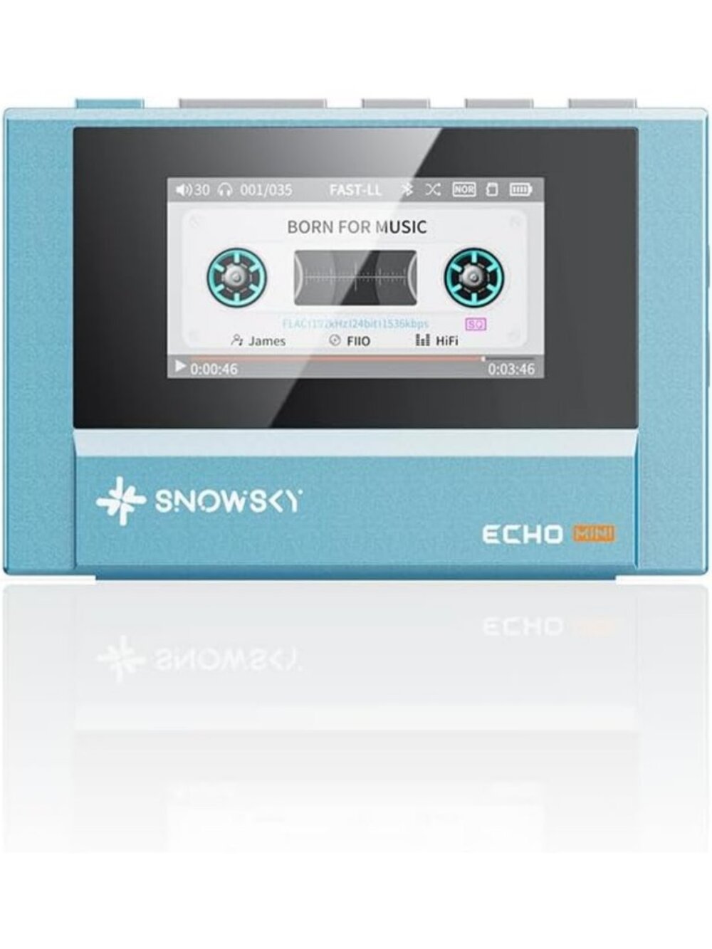 Compact HiFi Bluetooth MP3 Player, 15-Hour Playback, Volume Control, Dual